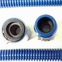 44" Blue Stainless Steel Heater Hose Kit w/ Blue Aluminum End Caps