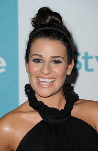 This image may contain Lea Michele Clothing Evening Dress Gown Apparel Robe Fashion Human Person and Face