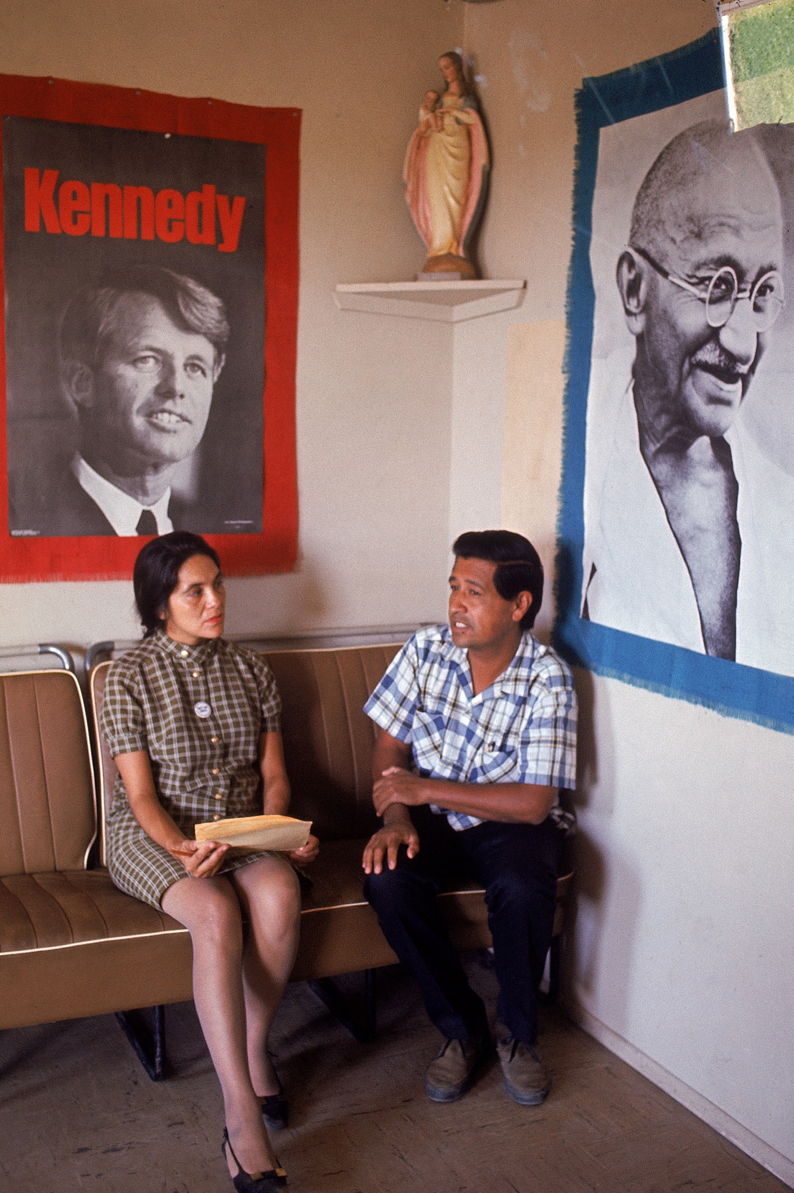 United Farm Workers leader Cesar Chavez with VP Dolores Heurta during the grape pickers' strike.