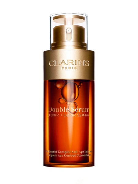 Clarins double serum on white background