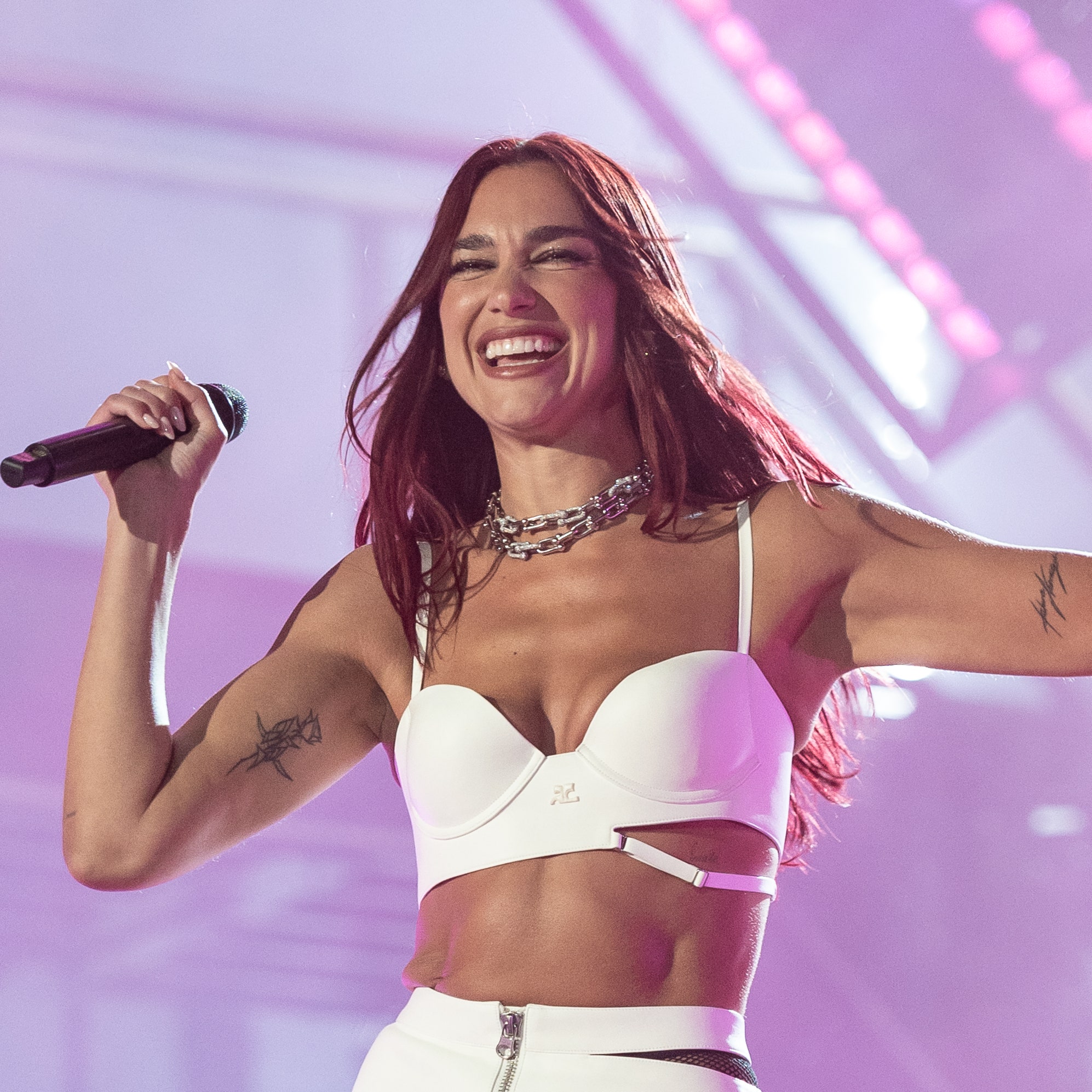 Dua Lipa Celebrated Her Birthday in a See-Through Chain Tank