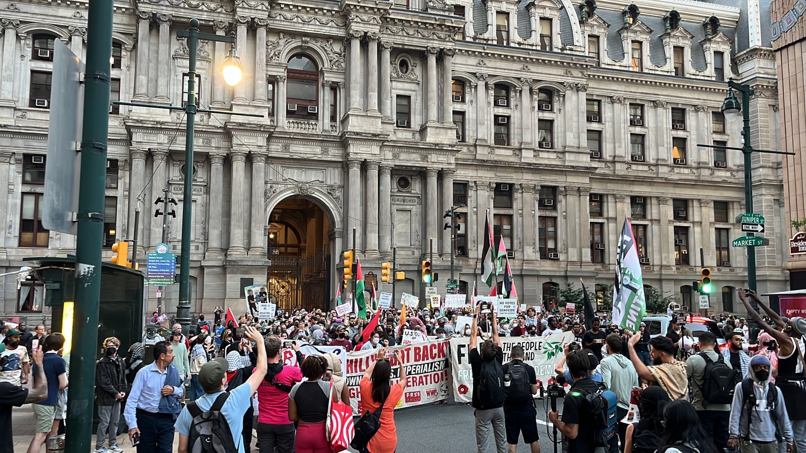 Protesters set off from Philadelphia City Hall September 10 2024.