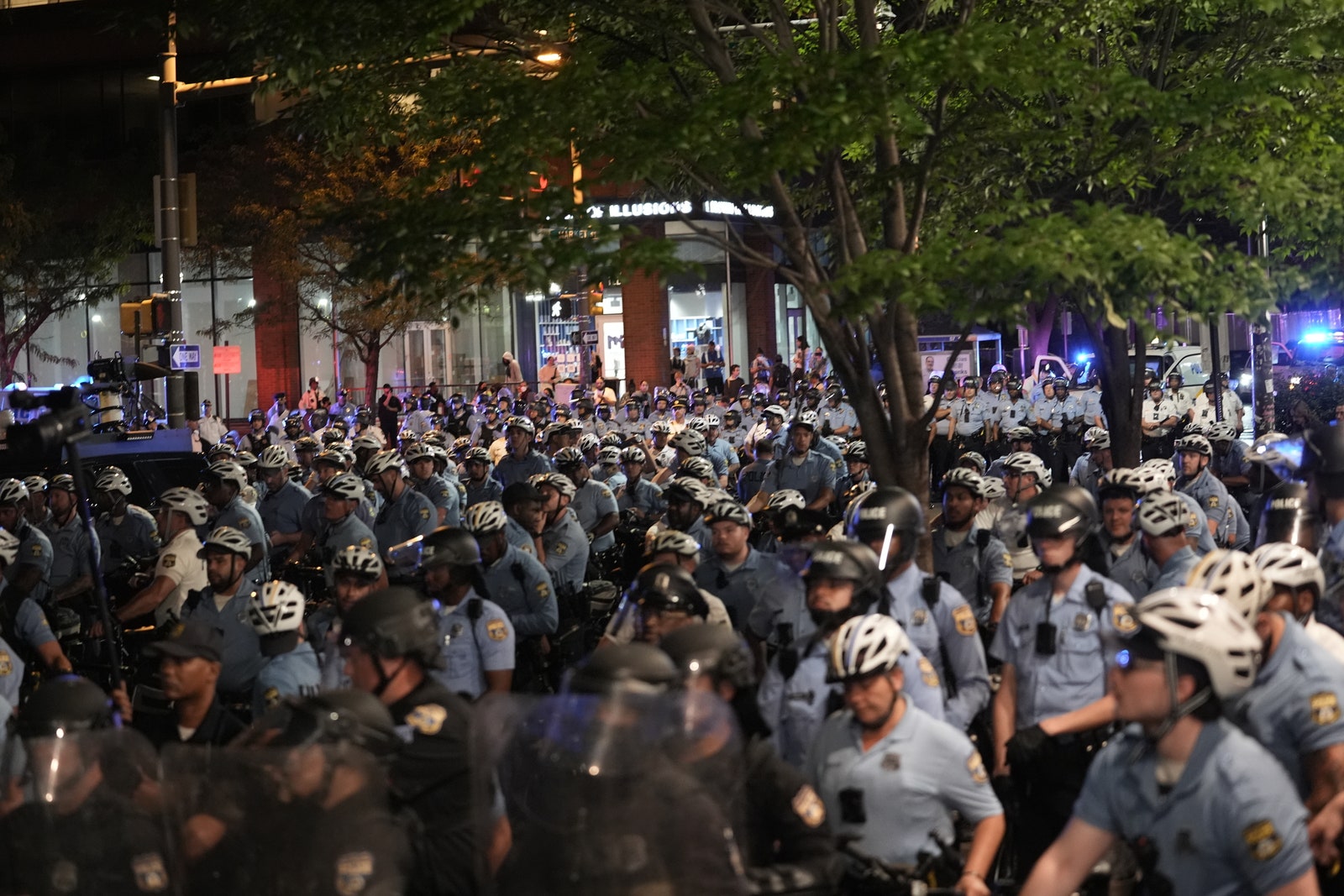 Philadelphia Police disperse proPalestinian demonstrations and officers arrest some demonstrators during presidential...