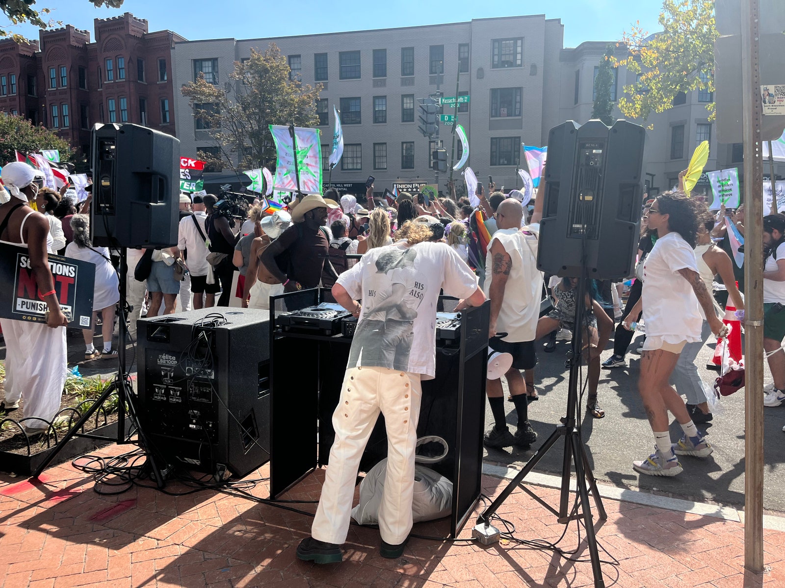 Griffin Maxwell Brooks DJs at the Gender Liberation March