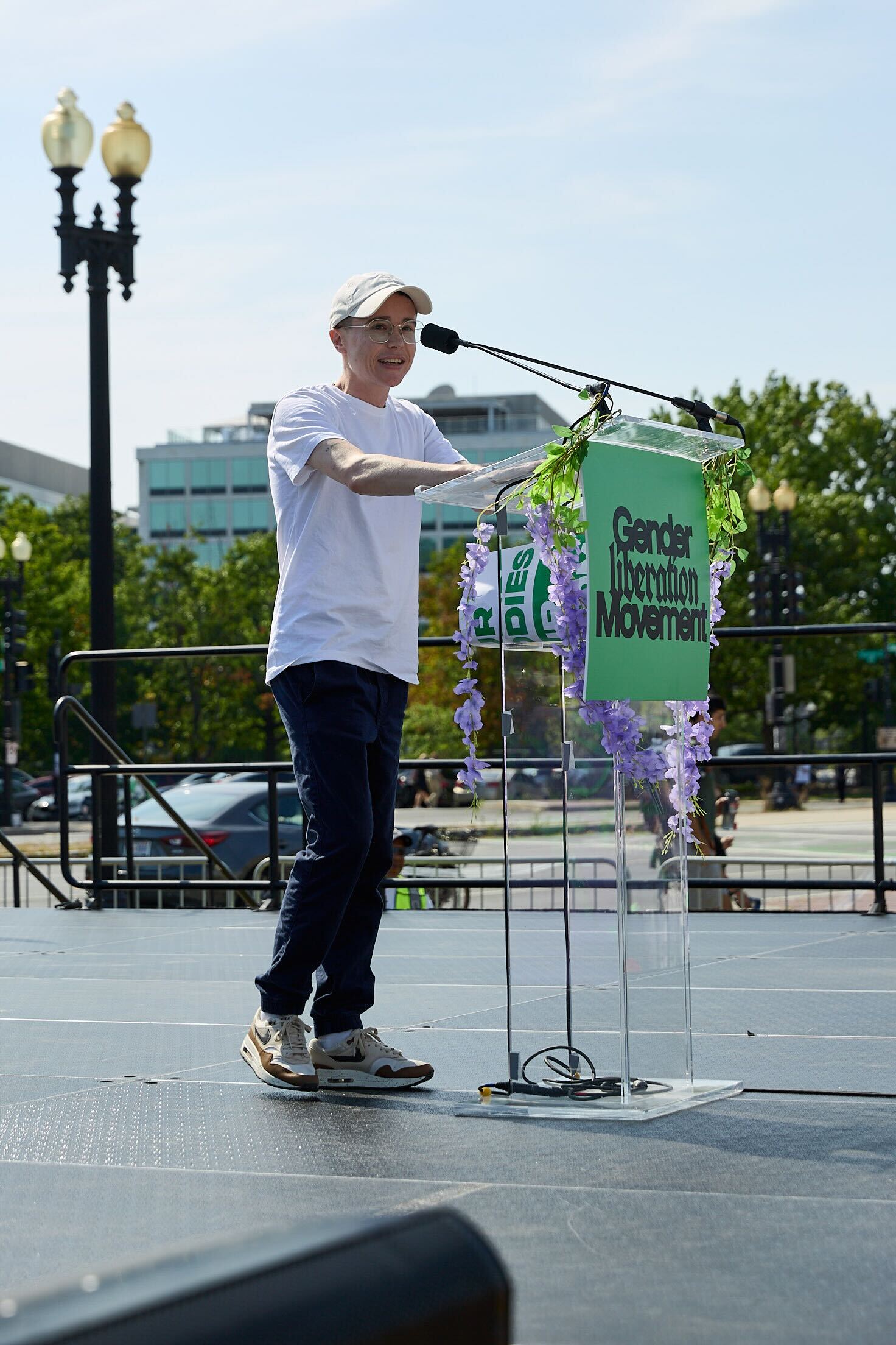 Elliot Page speaks at the Gender Liberation March