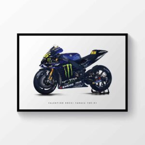 Valentino Rossi Yamaha YZR-M1 MotoGP Bike VR46 Moto GP Motorcycle Poster Motorbike Superbike  by Pit Lane Prints