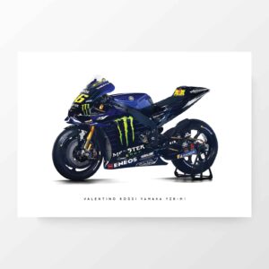 Valentino Rossi Yamaha YZR-M1 MotoGP Bike VR46 Moto GP Motorcycle Poster Motorbike Superbike  by Pit Lane Prints