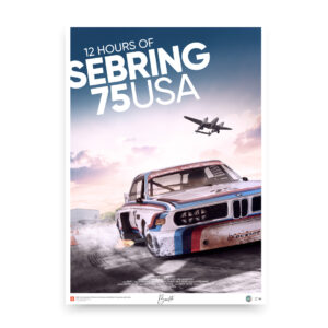 Bmw csl 3.0, E9, IMSA, Sebring 1975. Limited and signed edition, poster printed on art paper. Motor racing poster. vintage race. classic  by Exclusive edition