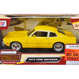 1974 Ford Maverick Yellow "Forgotten Classics" Series 1/24 Diecast Model Car by Motormax by Diecast Mania