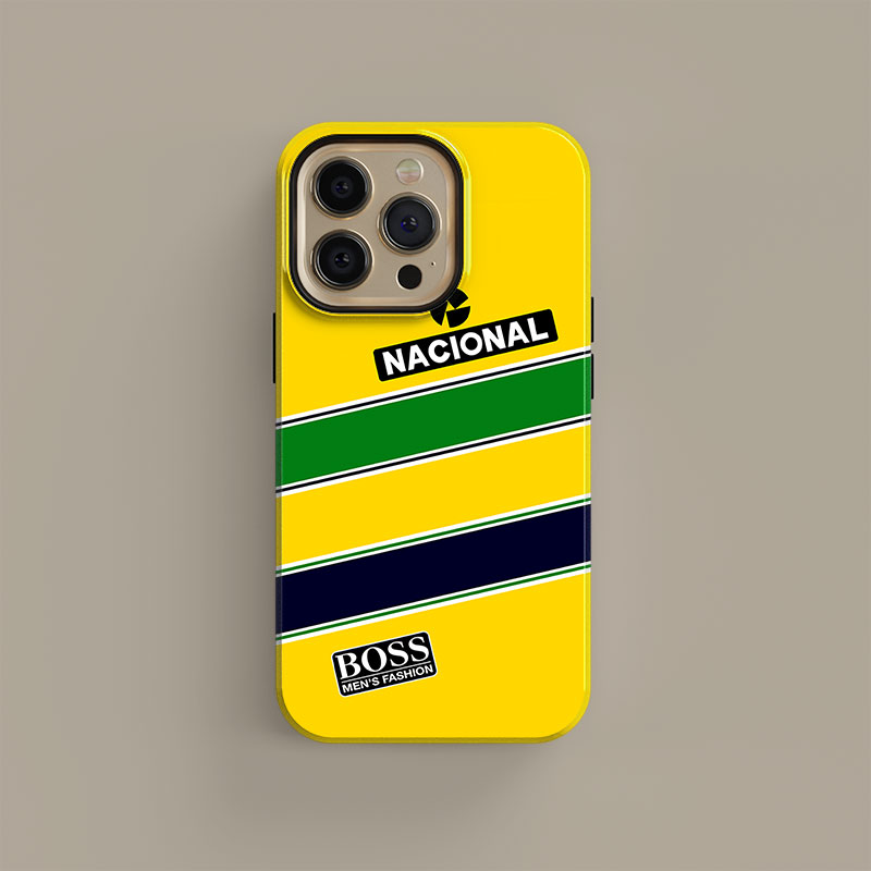 Formula 1 Ayrton Senna Helmet Phone case from the F1 Phone Cases store collection.