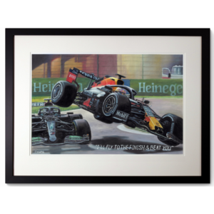 Hamilton & Verstappen F1 Crash - Limited Edition Framed Giclee Print 70x50cm COA F1 Posters & Prints by Mizuna Art