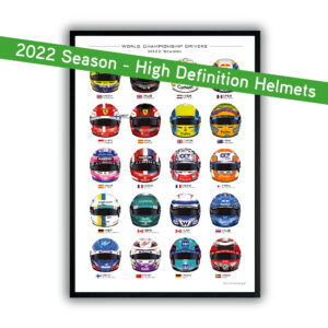 2022 Formula 1 Driver's Helmets wall art posters from the F1 Posters & Prints store collection.