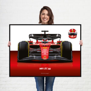 Charles Leclerc 2022 F1 Ferrari wall art poster print from the F1 Posters & Prints store collection.