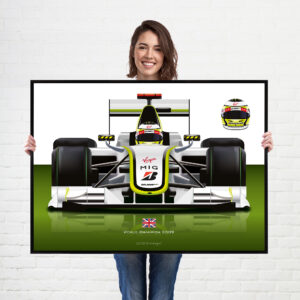 Jenson Button 2009 Brawn BGP001 Formula 1 racing car wall art poster print F1 Posters & Prints by Billeresque