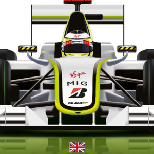 Jenson Button 2009 Brawn BGP001 Formula 1 racing car wall art poster print F1 Posters & Prints by Billeresque