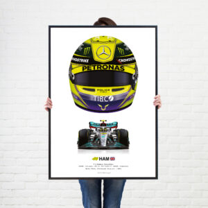 2021 F1 Helmet of 7 x world champion Lewis Hamilton Mercedes wall art poster print from the F1 Posters & Prints store collection.