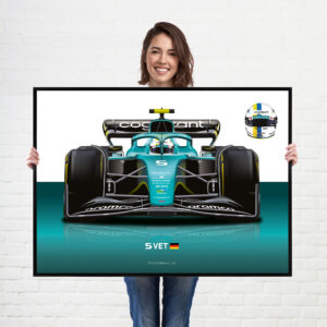 2022 Sebastian Vettel Aston Martin F1 car from the F1 Posters & Prints store collection.