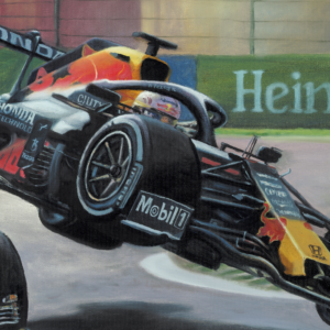 Hamilton & Verstappen F1 Crash - Limited Edition Framed Giclee Print 70x50cm COA F1 Posters & Prints by Mizuna Art