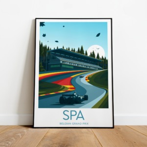 Spa poster, F1 Belgian Grand Prix, Belgian Grand Prix artwork, Spa print , Fan art, Black frame F1 Posters & Prints by ToucanArtwork