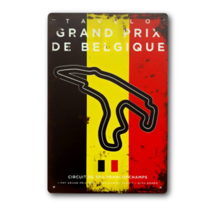 Belgium Grand Prix Circuit Vintage Metal Sign, F1 Retro Wall Art Decoration Print, Gift for Formula One Fans from the F1 Posters & Prints store collection.