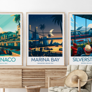 Marina Bay poster, F1 Singapore Grand Prix artwork, Marina Bay Street Circuit, Singapore Grand Prix, Fan art, Black frame F1 Posters & Prints by ToucanArtwork