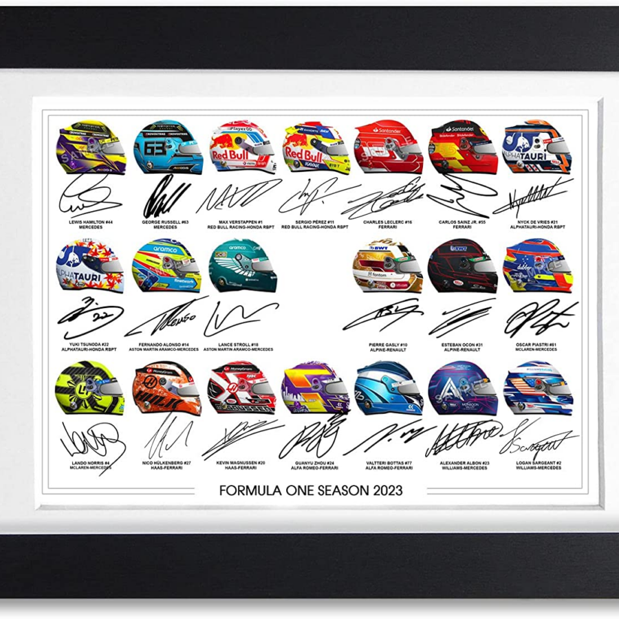 Formula One F1 Drivers 2022 Season Signed Poster Print Framed Picture Photo Autograph Gift Helmets (BLACK FRAMED and MOUNTED) Living Room from the F1 Posters & Prints store collection.