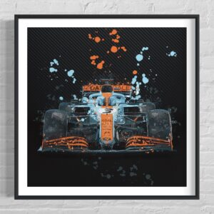 Daniel Ricciardo McLaren Gulf Livery Art Print, Square f1 wall art, Formula 1 gift, F1 print, Formula one poster from the F1 Posters & Prints store collection.