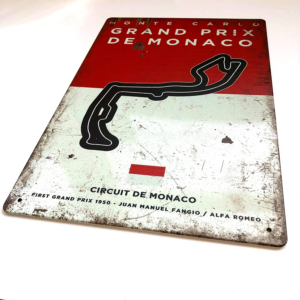 Monaco Grand Prix Circuit Vintage Metal Sign, F1 Retro Wall Art Decoration Print, Gift for Formula One Fans from the F1 Posters & Prints store collection.