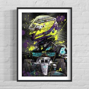 F1 Lewis Hamilton & car print, A3 Limited edition poster Formula one wall art from the F1 Posters & Prints store collection.