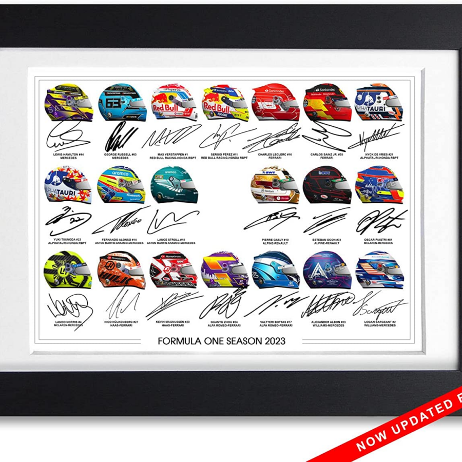 Formula One F1 Drivers 2022 Season Signed Poster Print Framed Picture Photo Autograph Gift Helmets (BLACK FRAMED and MOUNTED) Living Room from the F1 Posters & Prints store collection.