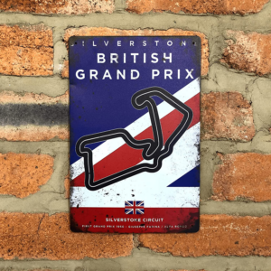 British Grand Prix Vintage Metal Sign, F1 Retro Wall Art Decoration Print, Gift for Formula 1 Fans from the F1 Posters & Prints store collection.