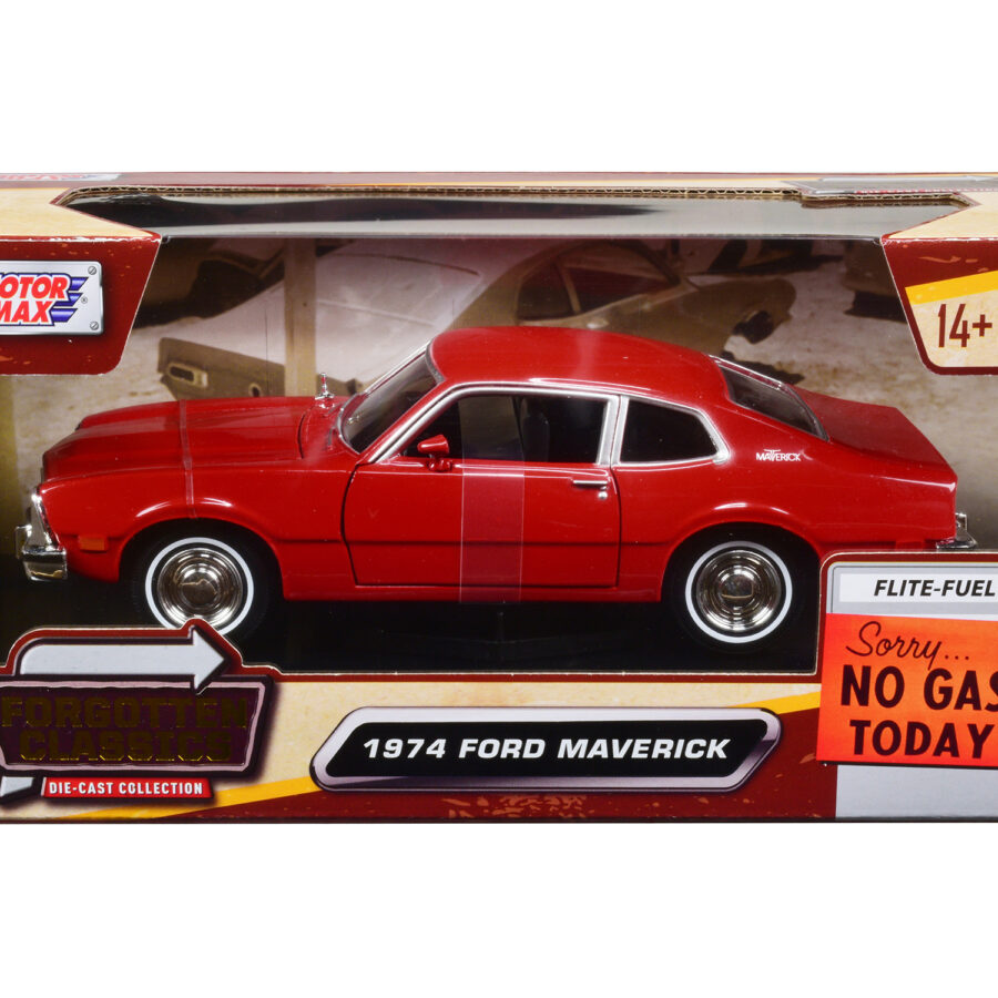 1974 Ford Maverick Red "Forgotten Classics" Series 1/24 Diecast Model Car by Motormax Automotive