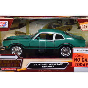 1974 Ford Maverick Grabber Green with Black Stripes "Forgotten Classics" Series 1/24 Diecast Model Car by Motormax by Diecast Mania