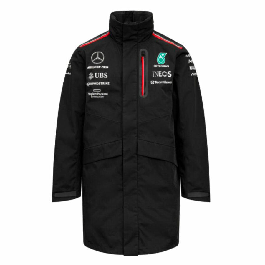 2023 Mercedes AMG Petronas Team Rain Jacket (Black) - Small Adults Mercedes AMG Petronas F1