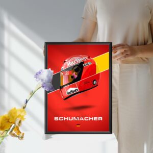 Michael Schumacher Helmet Poster, F1, Formula 1, Ferrari, F1 Merch, Poster, Print, Wall Art, Scuderia Ferrari F1 Posters & Prints by Laurel Wreath Studios