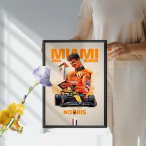 Lando Norris 2024 Miami Grand Prix Winner Poster, F1, Formula 1, McLaren, F1 Merch, Poster, Print, Wall Art, McLaren Racing F1 Posters & Prints by Laurel Wreath Studios