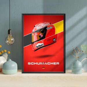 Michael Schumacher Helmet Poster, F1, Formula 1, Ferrari, F1 Merch, Poster, Print, Wall Art, Scuderia Ferrari F1 Posters & Prints by Laurel Wreath Studios