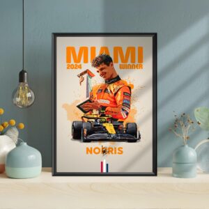 Lando Norris 2024 Miami Grand Prix Winner Poster, F1, Formula 1, McLaren, F1 Merch, Poster, Print, Wall Art, McLaren Racing F1 Posters & Prints by Laurel Wreath Studios