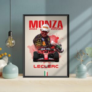 Charles Leclerc 2024 Italian Grand Prix Winner Poster, F1, Formula 1, Ferrari, Scuderia Ferrari, F1 Merch, Poster, Print, Wall Art F1 Posters & Prints by Laurel Wreath Studios