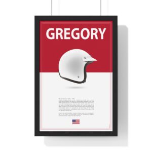 Masten Gregory Racing Helmet Framed from the F1 Posters & Prints store collection.