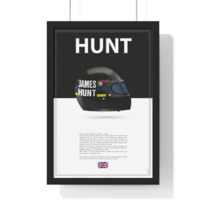 James Hunt Racing Helmet Framed from the F1 Posters & Prints store collection.