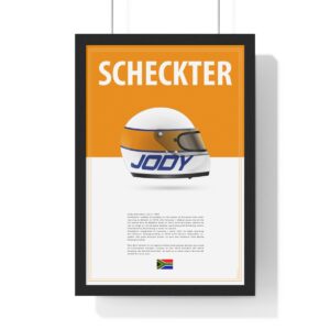 Jody Scheckter Racing Helmet Framed from the F1 Posters & Prints store collection.