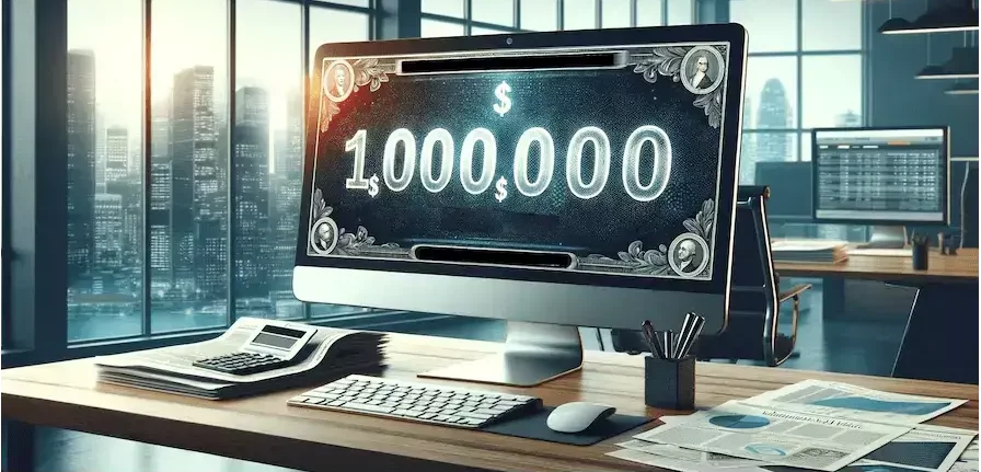 Lendstart computer screen with 1 million in numbers in an office