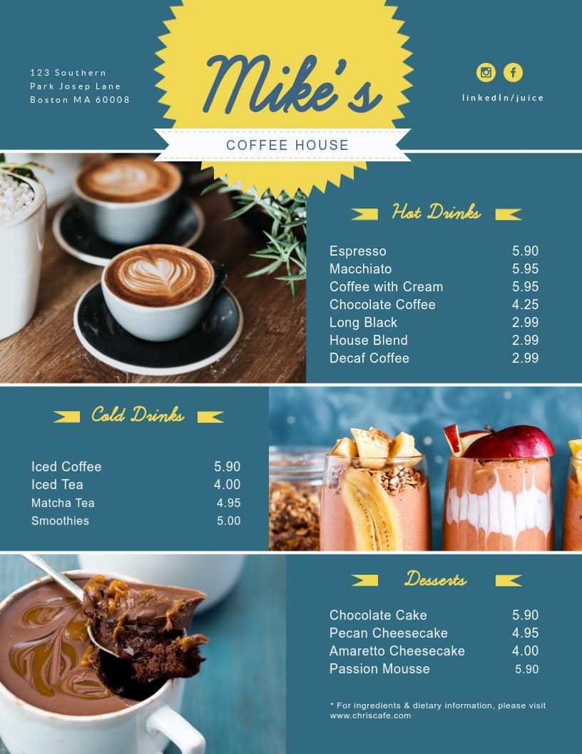 Coffee Shop Menu Template