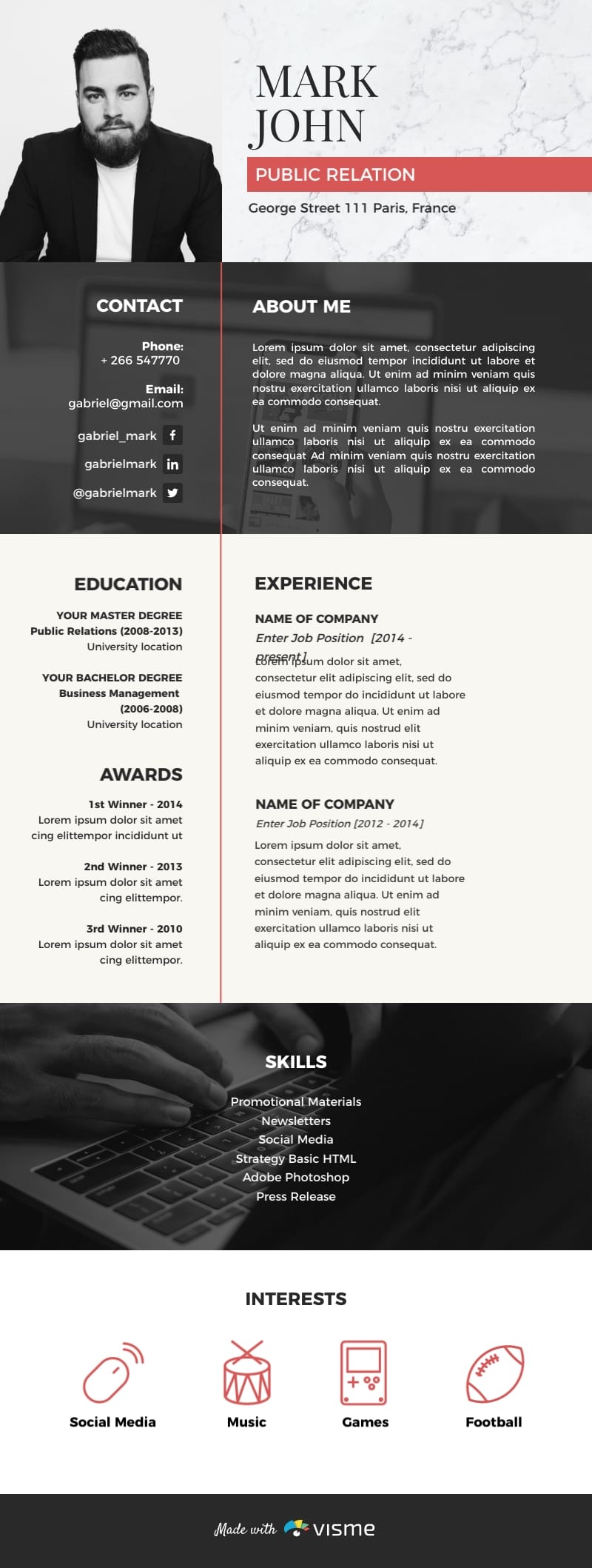 Public Relation Resume Infographic Template