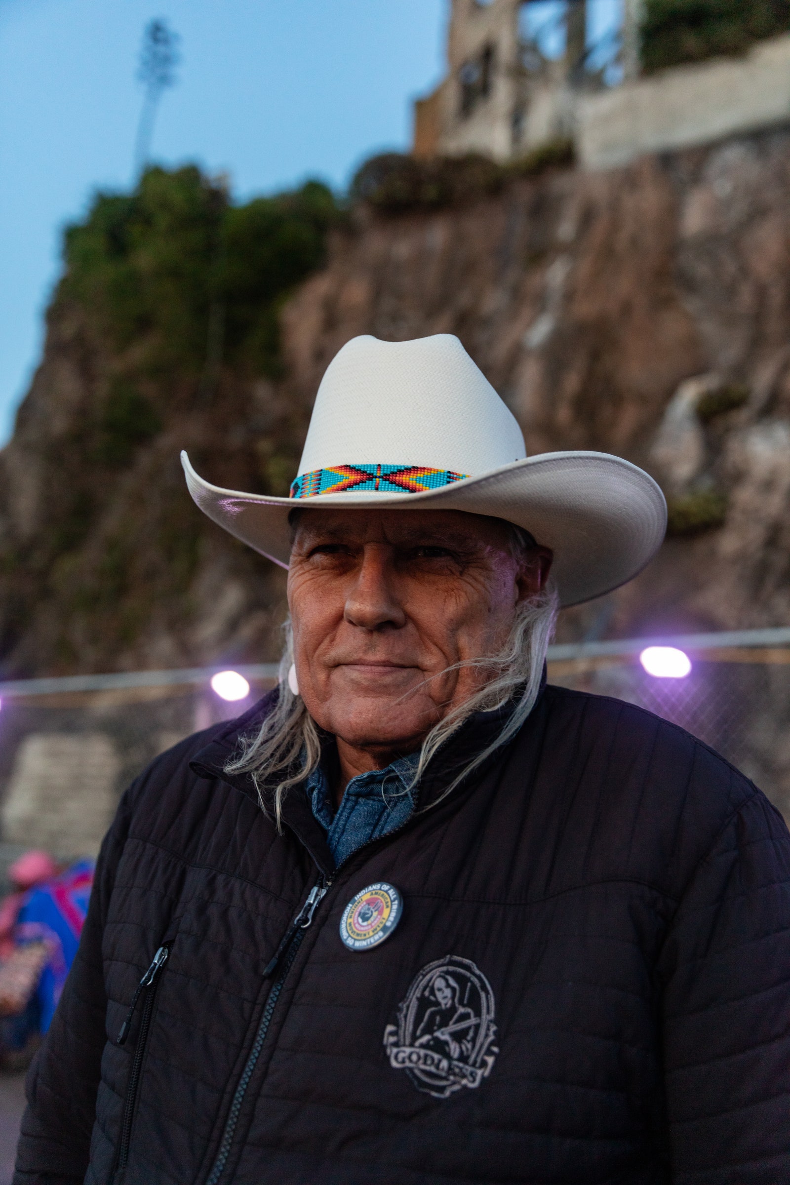 Michael Horse attends the Indigenous Peoples Sunrise Ceremony on Alcatraz Island Unthanksgiving Day 2019