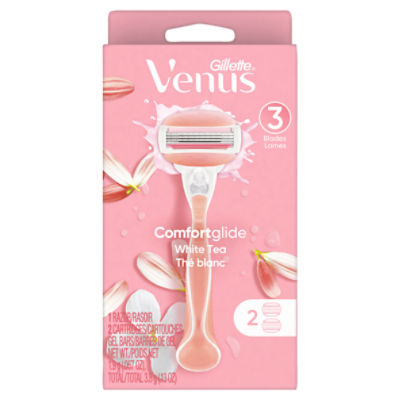 Gillette Venus Comfortglide White Tea Razor, Cartridges and Gel Bars, .13 oz