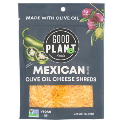 Good Planet Foods Mexican Blend Olive Oil Cheese Shreds, 7 oz