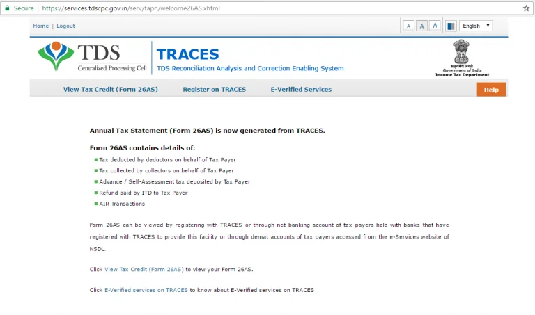 Viewing Form 26AS Online from TRACES Website