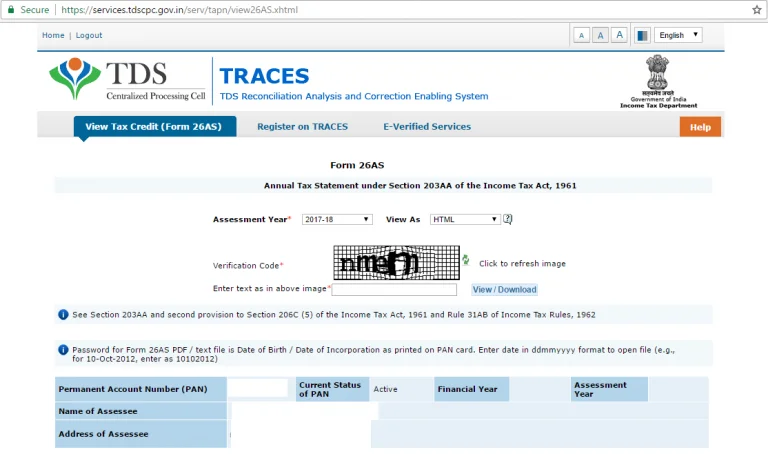 Downloading Form 26AS Online